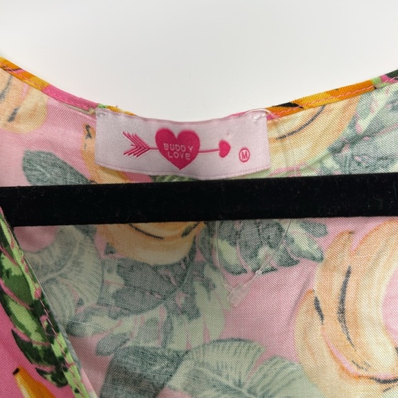 BuddyLove Banana Havana Tie Front V-Neck Flutter Sleeve Button Up Top - Medium - Picture 4 of 6